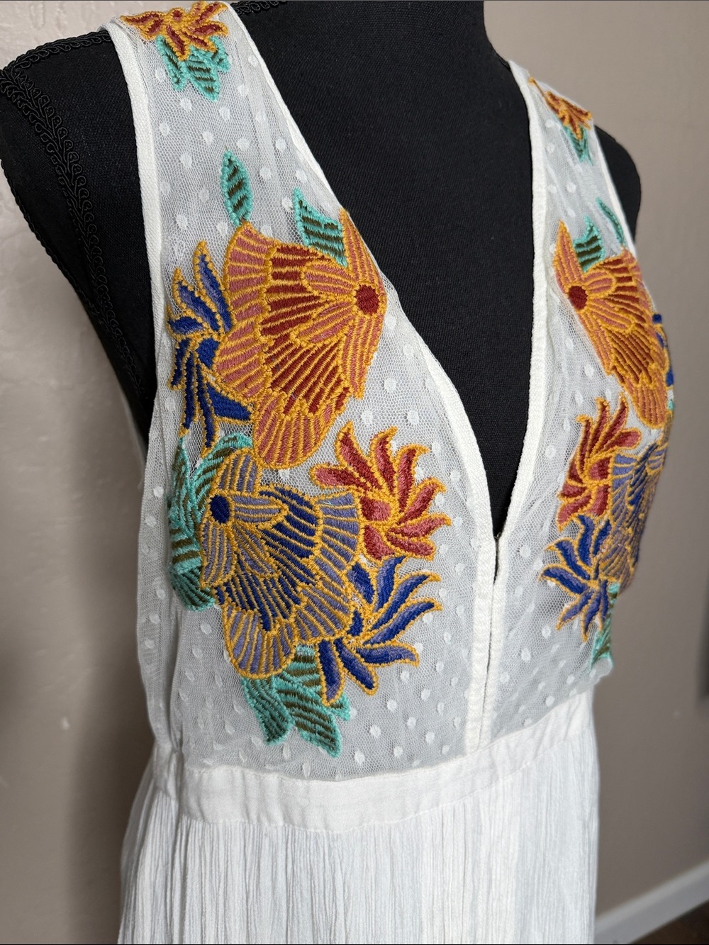 Lulu's White Maxi Dress with Multicolor Floral Embroidery - Picture 3 of 10